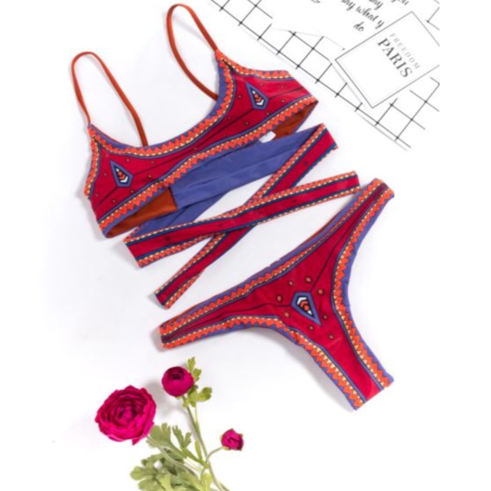 Red boho bikini - Picture 7 of 8
